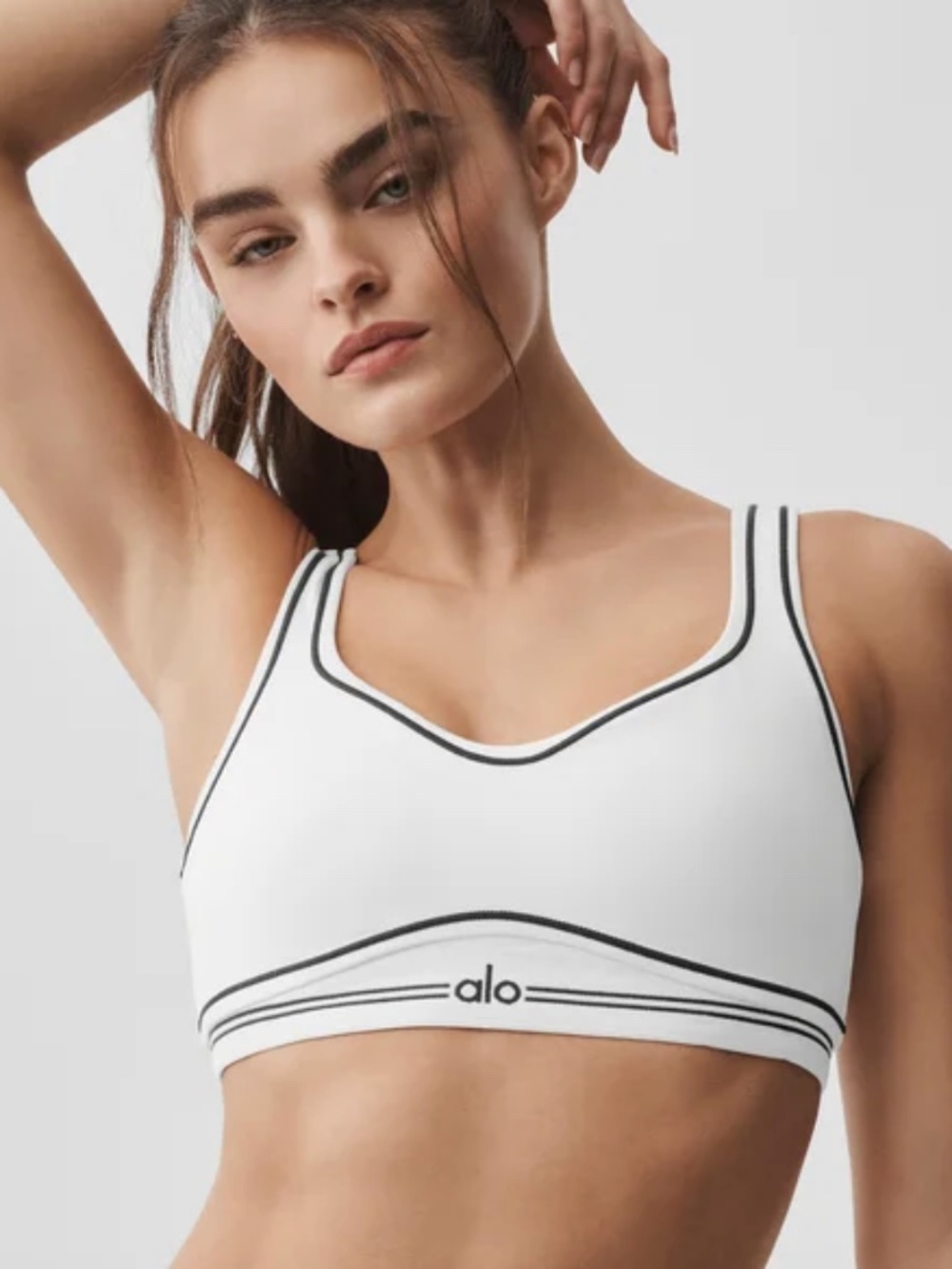 Alo airbrush White heart throb sports bra